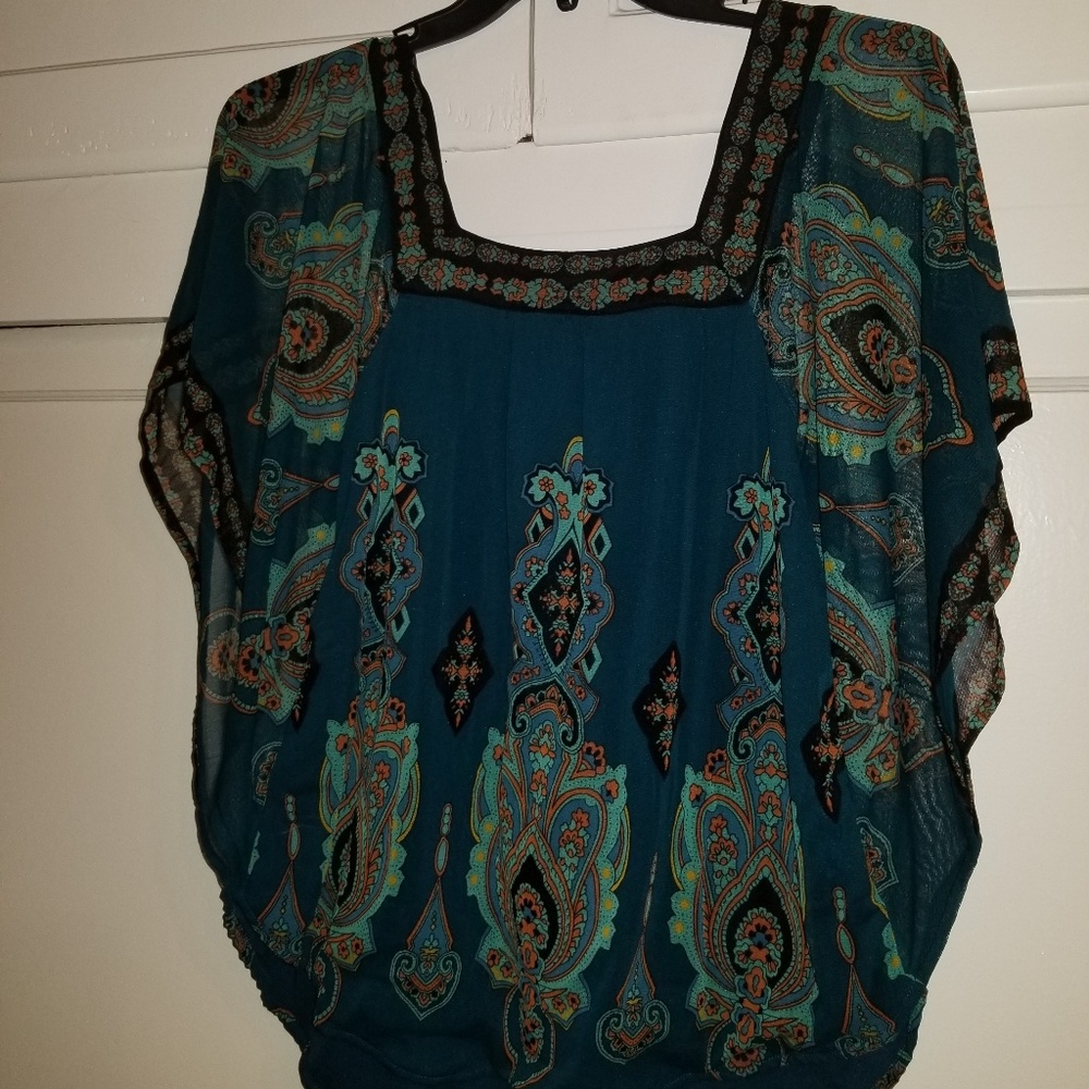 blue green INC blouse size L